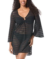 Coco Reef Women's Wonderlust Crochet Long-Sleeve Mini Dress Cover-Up