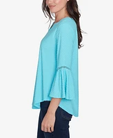 Ruby Rd. Petite Swiss Dot Solid Flounce Sleeve Top