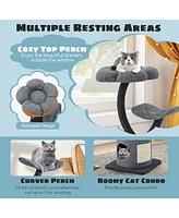 Gymax 35'' Cat Tree Tower 3-Layer Activity Center w/ Sisal Scratching Board & 2 Perches