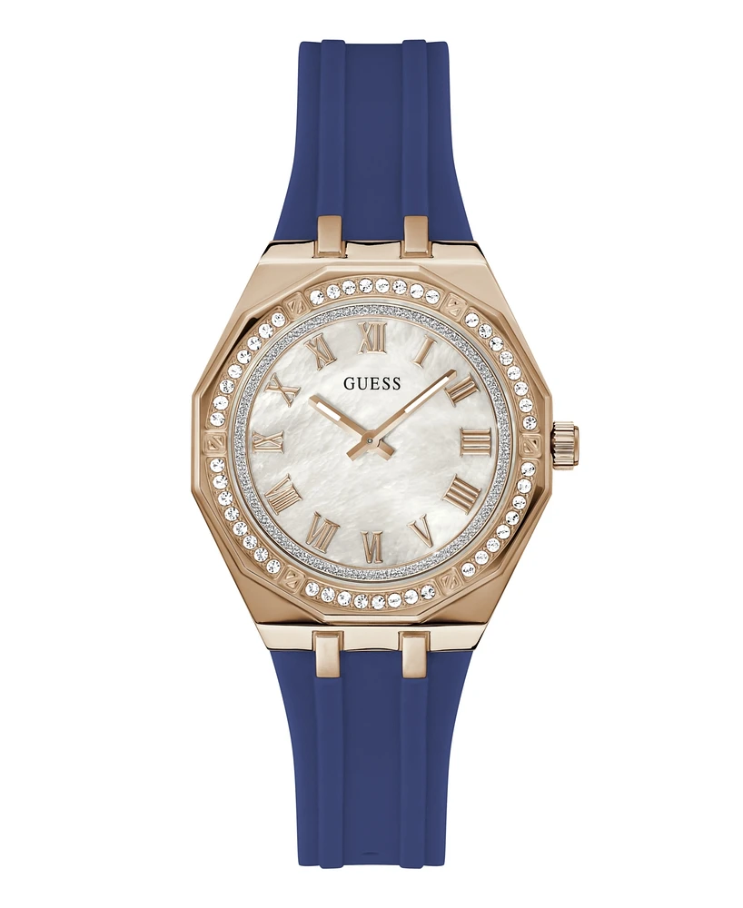 Guess Women's Analog Blue Silicone Watch, 36mm