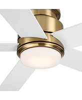 Casa Vieja 52" Grand Palm Soft Brass Led Damp Rated Hugger Fan