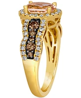 Le Vian Peach Morganite (3/4 ct. t.w.), Nude Diamond (3/8 ct. t.w.) & Chocolate Diamond (1/3 ct. t.w.) Oval Ring in 14k Honey Gold