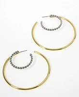 Steve Madden Two Tone Mixed Double Hoop Earrings