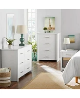 Vebreda 4 Drawer White Dresser for Bedroom, Modern Chest of Drawers Wood Storage Cabinet for Living Room Kitchen Office