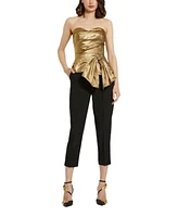 Mac Duggal Women's Metallic Lame Strapless Wrap Top With Bow Detail