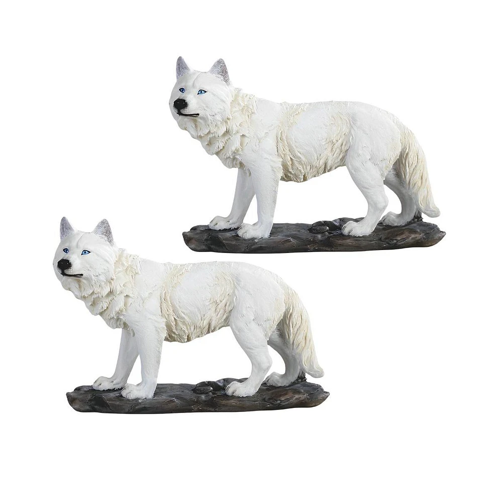 Fc Design "2-pc Set" 11.75"W Snow Wolf Figurine Statue Ornament Home Room Office Decor and Perfect Ideas for Housewarming, Holidays and Birthdays