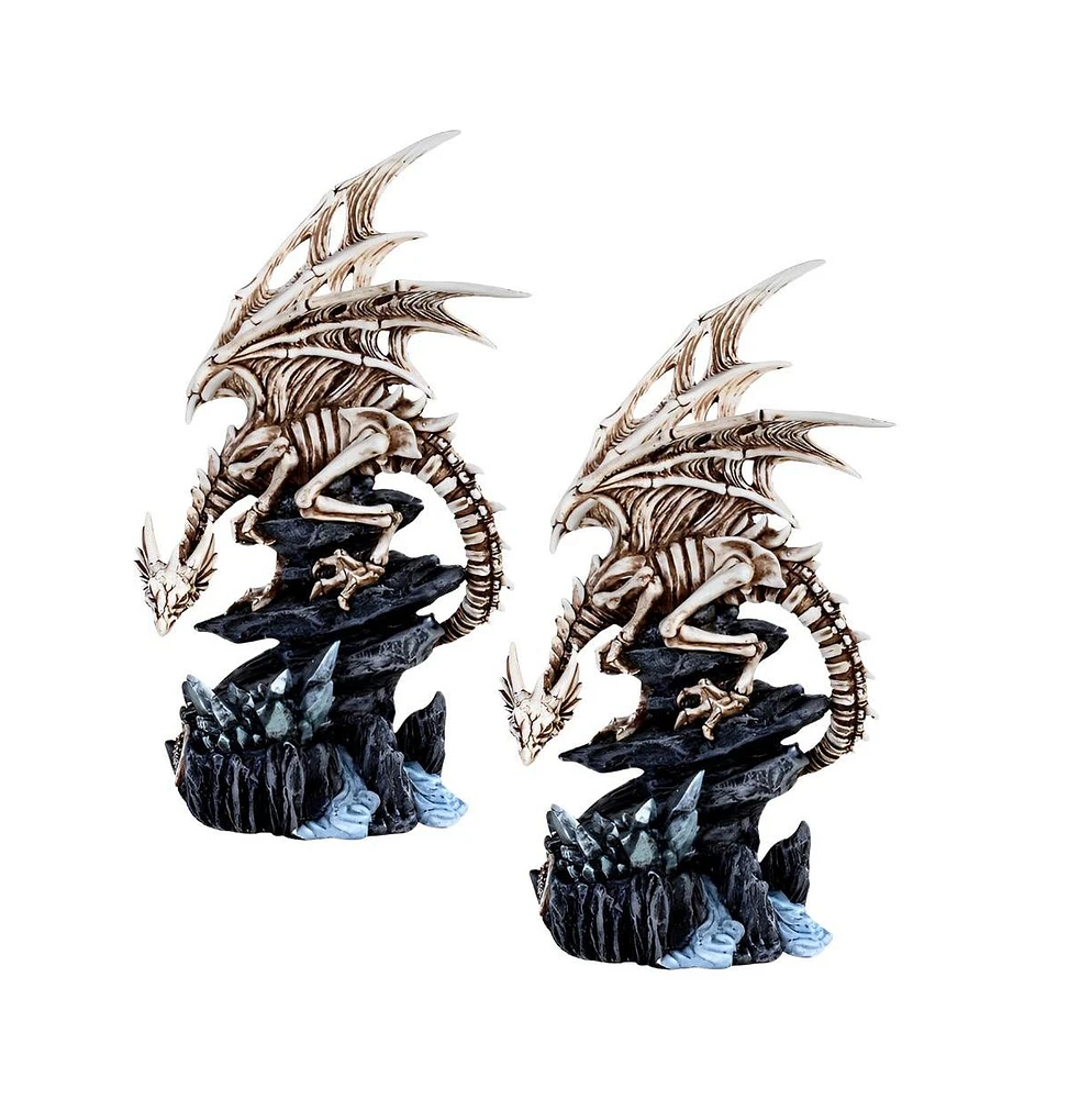 Fc Design "2-pc Set" 10.5"H Skeleton Dragon on Stone Mountain Figurine Statue Ornament Home Room Office Decor and Perfect Ideas for Housewarming, Holi