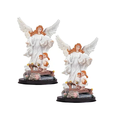 Fc Design "2-pc Set" 9"H White Guardian Angel with Children Statue Holy Figurine Statue Ornament Home Room Office Decor and Perfect Ideas for Housewar