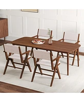 Gymax Wooden Dining Chair Set of w/ Rubber Wood Frame Padded Seat & Back Armrests