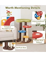 Gymax Cat Tree Mushroom Unique Multi-Level Cute Cat Tower w/ Scratching Post Indoor