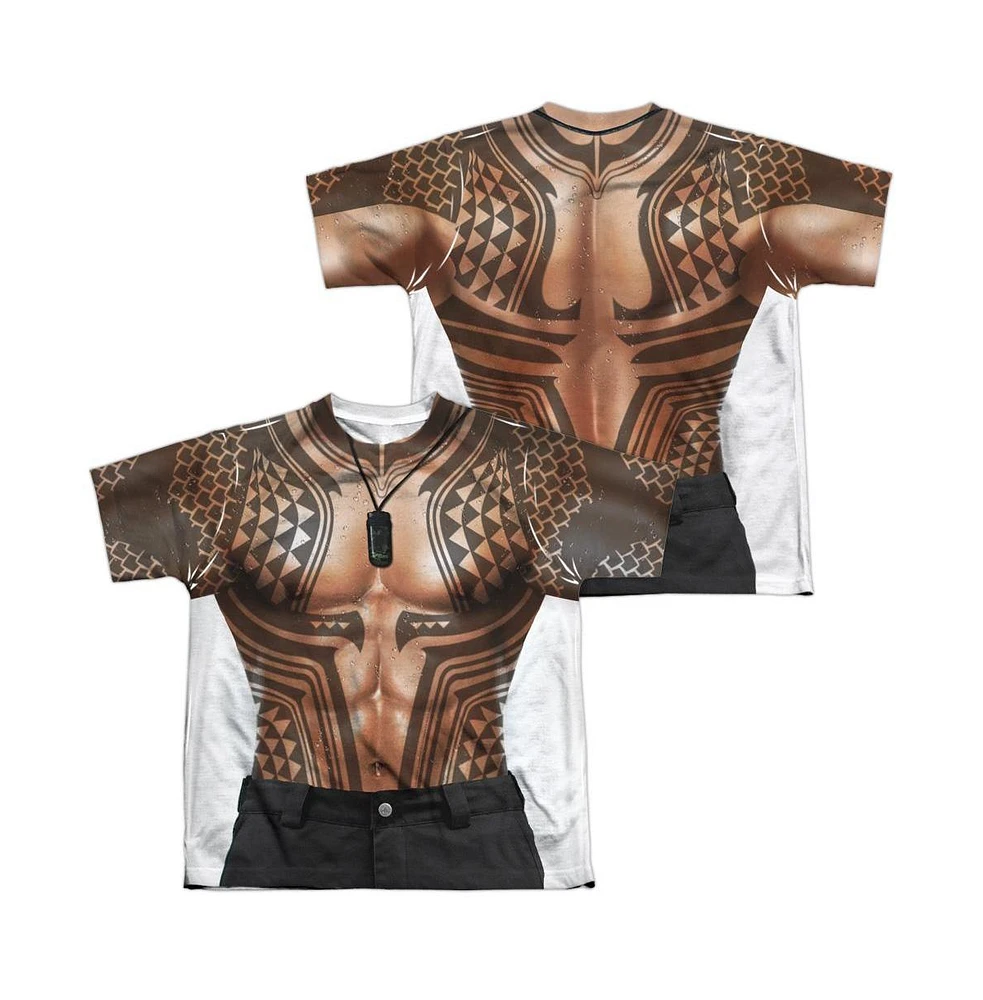 Aquaman Movie Boys Tattoos (Front/Back Print) Short Sleeve Poly Crew Tee / T-Shirt