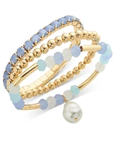 On 34th Gold-Tone 3-Pc. Set Beaded Stretch Bracelets, Exclusively at Macy's