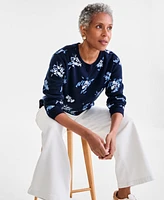 Style & Co Women's Printed Crewneck Fleece Pullover, Exclusively at Macy's