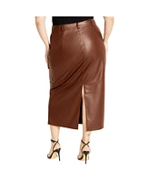 City Chic Plus Faux Leather Ivy Skirt