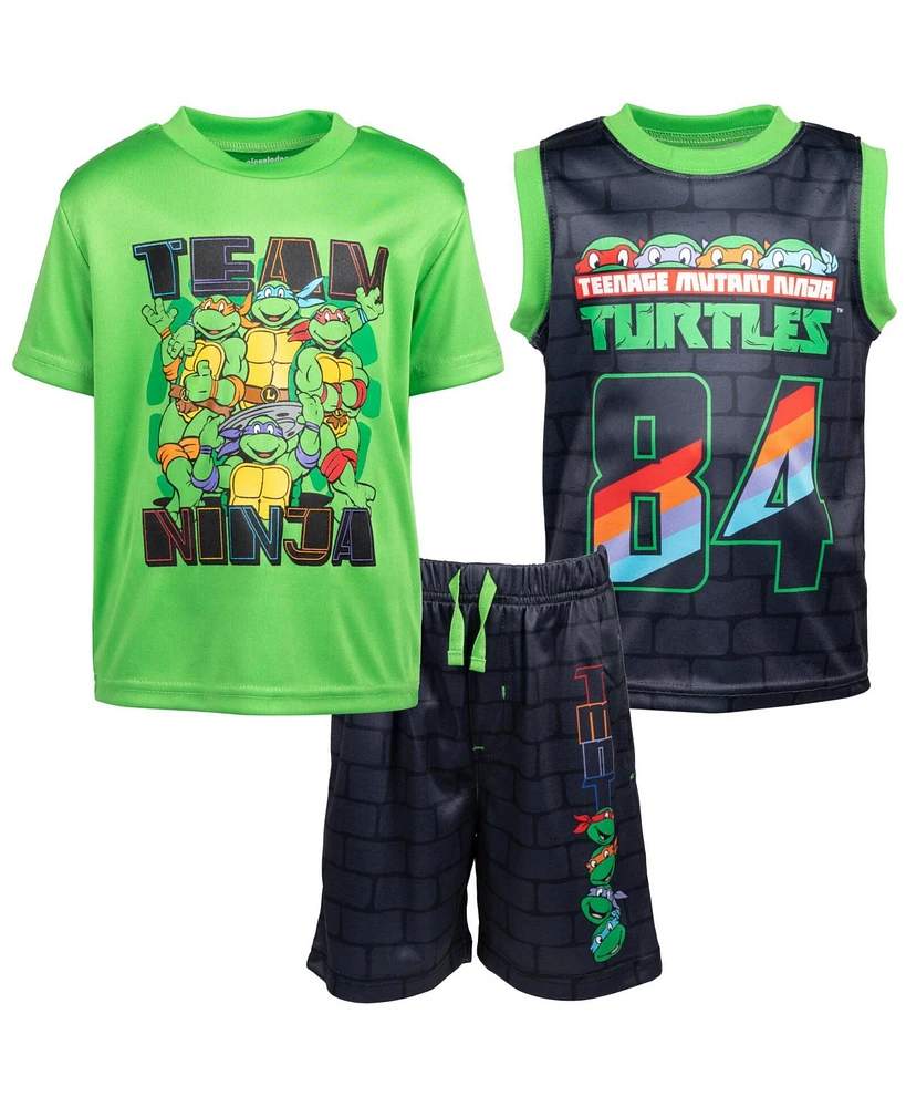 Teenage Mutant Ninja Turtles Toddler Boys T-Shirt Tank Top and Shorts 3 Piece Outfit Set