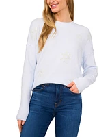 CeCe Women's Snowflake Intarsia Long-Sleeve Sweater