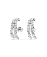 Swarovski Matrix White, Rhodium Plated Round Cut Cuff Earrings