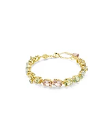 Swarovski Gema Mixed Cuts, Multicolored, Gold-Tone Plated Tennis Bracelet