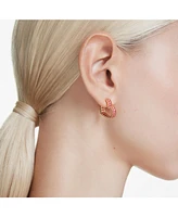 Swarovski Matrix Gold-Tone Plated, Baguette Cut, Heart, Small, Pink, Hoop Earrings