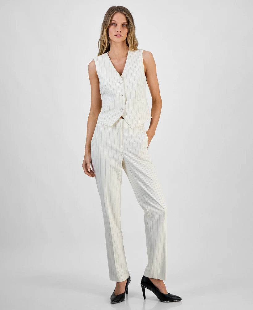 Bar Iii Women's Pinstriped Straight-Leg Pants, Exclusively at Macy's