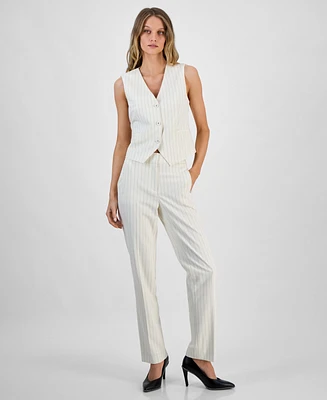 Bar Iii Women's Pinstriped Straight-Leg Pants, Exclusively at Macy's