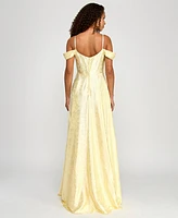 B Darlin Juniors' Sweetheart-Neck Jacquard Gown, Created for Macy's