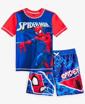 Spider-Man Little Boys Rash Guard & Swim Trunks Swimsuit, 2 Piece Set