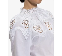 Sanctuary Women's Cotton Lace-Trim Popover Blouse