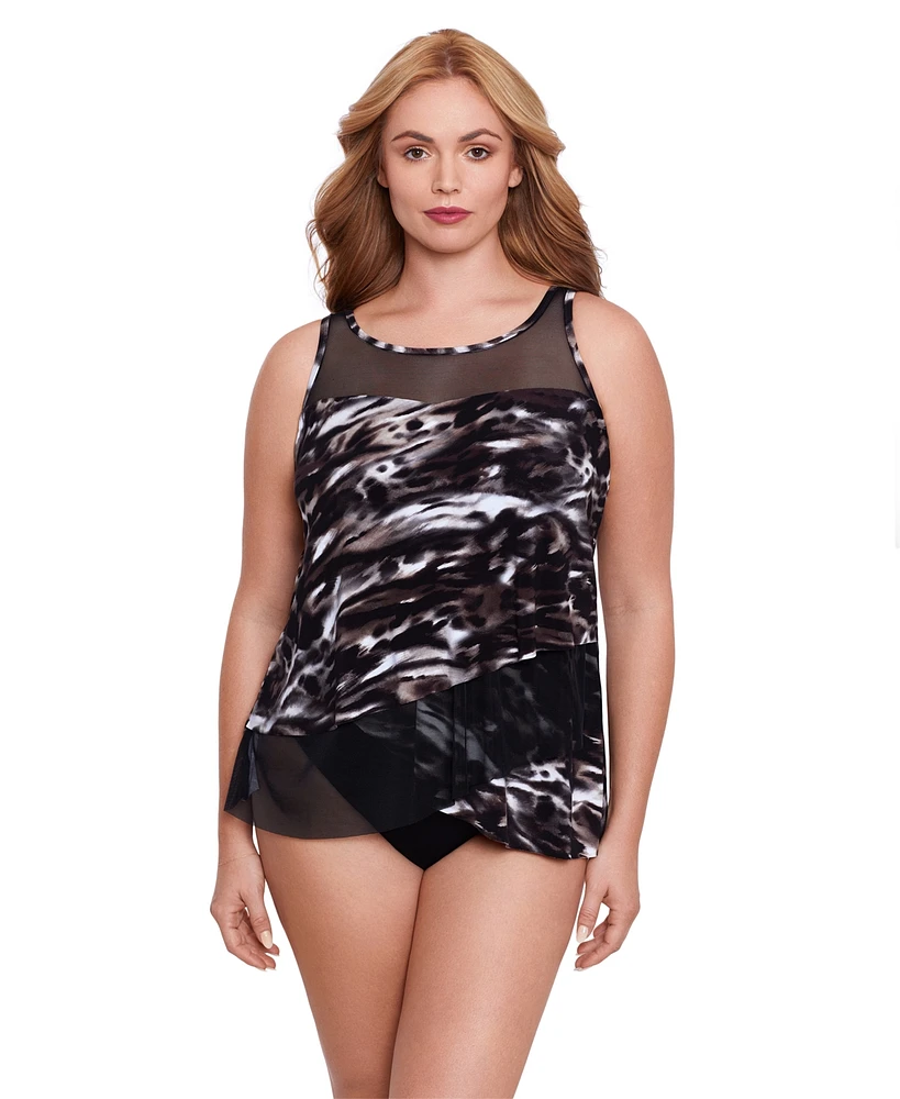 Miraclesuit Plus Tempest Mirage Underwire Drape-Front Tankini Top