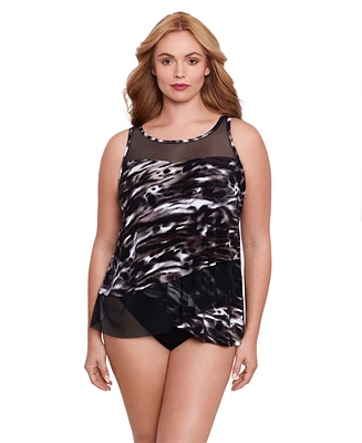 Miraclesuit Plus Tempest Mirage Underwire Drape-Front Tankini Top