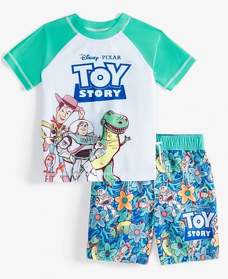 Toy Story Toddler Boys Rash Guard & Swim Trunks Two-Piece Swimsuit