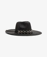 Steve Madden Marled Studded Heart Band Panama Hat