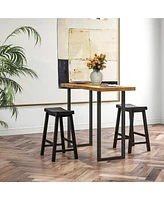 Gymax Set of 4 Saddle Bar Stools Counter Height Dining Chairs w/ Wooden Legs