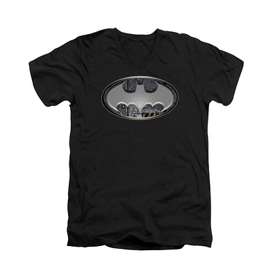 Batman Men's Steel Wall Shield Short Sleeve Adult V Neck Tee / T-Shirt