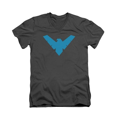 Batman Men's Nightwing Symbol Short Sleeve Adult V Neck Premium Cotton Tee / T-Shirt