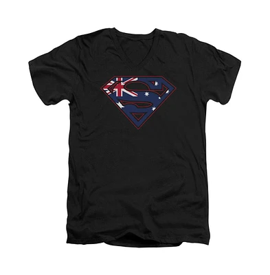 Superman Men's Australian Shield Short Sleeve Adult V Neck Tee / T-Shirt