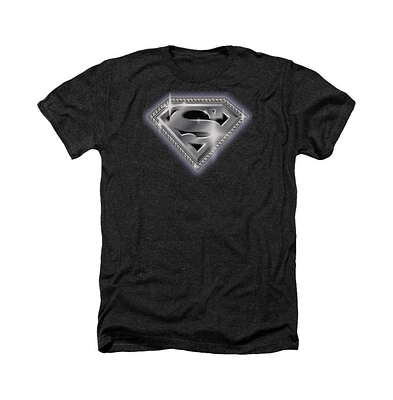 Superman Men's Bling Shield Adult Heather Tee / T-Shirt