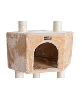 Armarkat 3-Level Real Wood Cat Tower for Kittens Play with Perch and Condo, Beige A4801