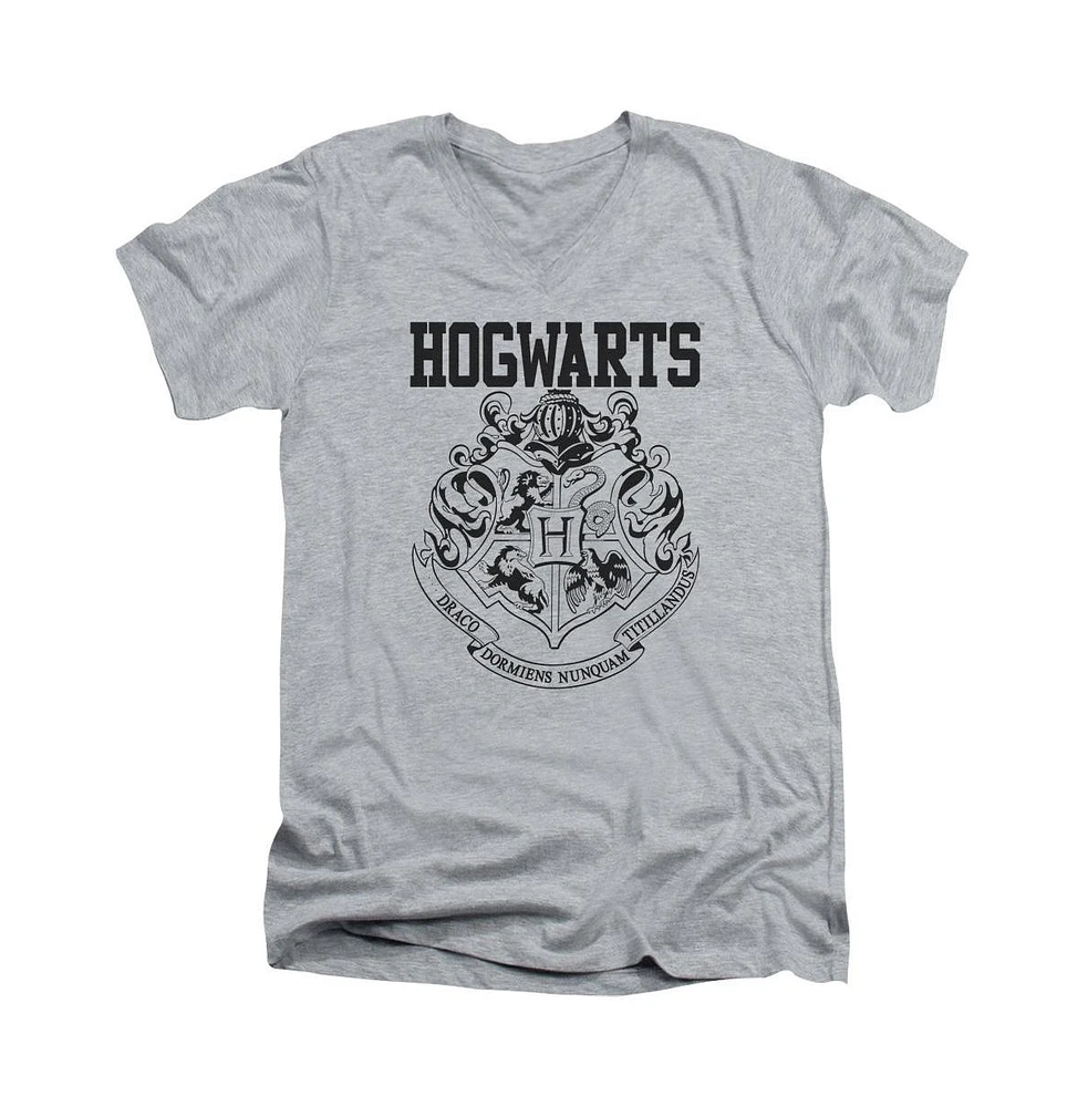 Harry Potter Men's Hogwarts Athletic Short Sleeve Adult V Neck Premium Cotton Tee / T-Shirt