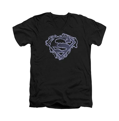 Superman Men's Electric Supes Shield Short Sleeve Adult V Neck Tee / T-Shirt