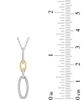 Diamond Oval Link Pendant Necklace (1/10 ct. t.w.) in Sterling Silver & 10k Gold
