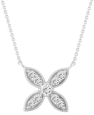 Diamond Flower Pendant Necklace (1/4 ct. t.w.) in 10k White Gold