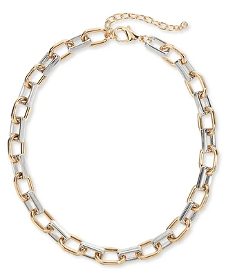 On 34th Two-Tone Link Necklace, 15" + 2" extender, Exclusively at Macy's