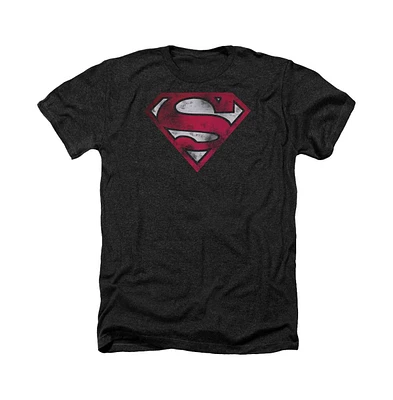 Superman Men's war-torn Shield Adult Heather Tee / T-Shirt