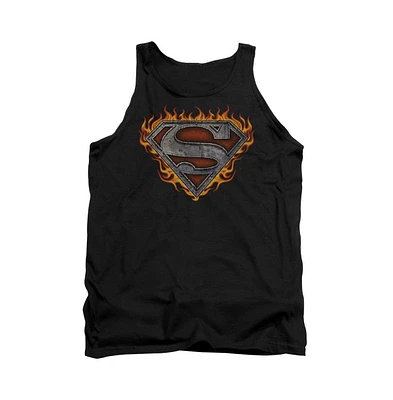 Superman Men's Iron Fire Shield Adult Tank Top