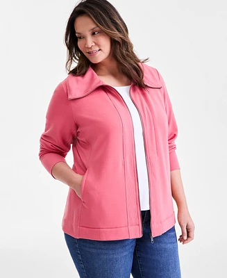 Style & Co Plus Collared Zip-Front Tunic, Exclusively at Macy's