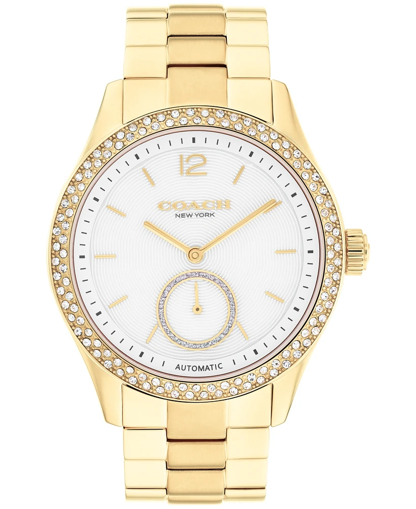 Coach Women's Brooks Automatic Gold-Tone Stainless Steel Bracelet Watch, 38mm