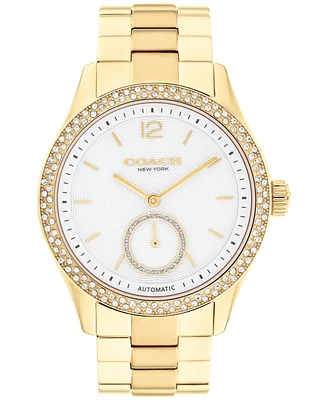 Coach Women's Brooks Automatic Gold-Tone Stainless Steel Bracelet Watch, 38mm