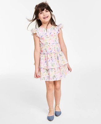 Rare Editions Toddler and Little Girls Floral Eyelet Drop Waist Dress