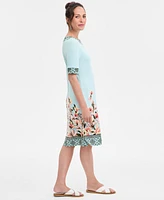 Jm Collection Women's Printed Elbow Sleeve Dress, Exclusively at Macy's